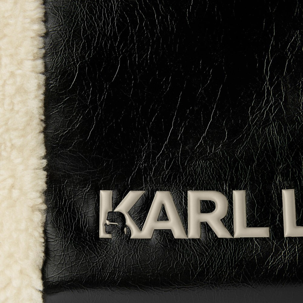 Női Karl Lagerfeld K/Skuare Faux-shearling Hordtáskák Fekete | MSU089642