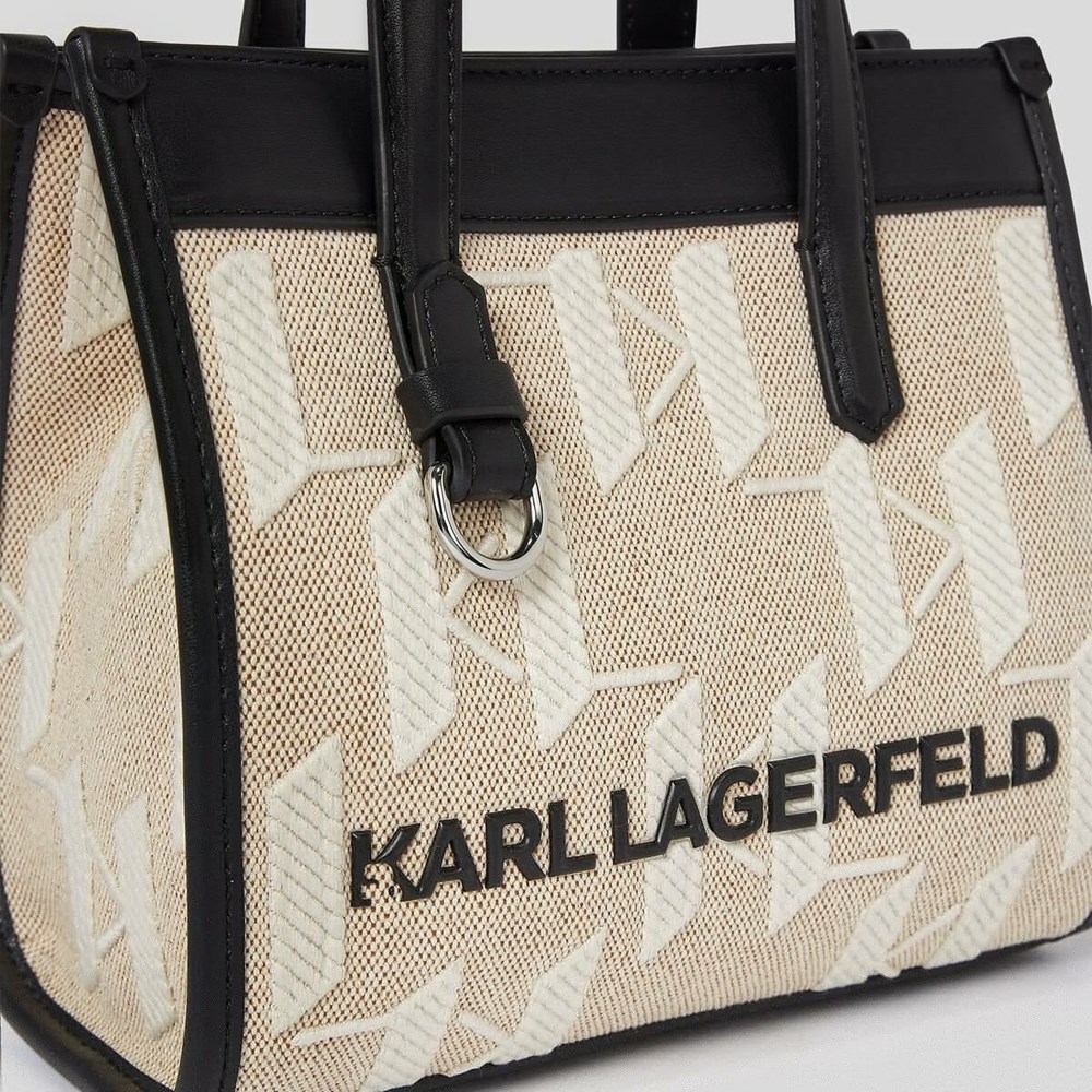 Női Karl Lagerfeld K/Skuare Monogram Small Hordtáskák Bézs Fehér Fekete | THE751836