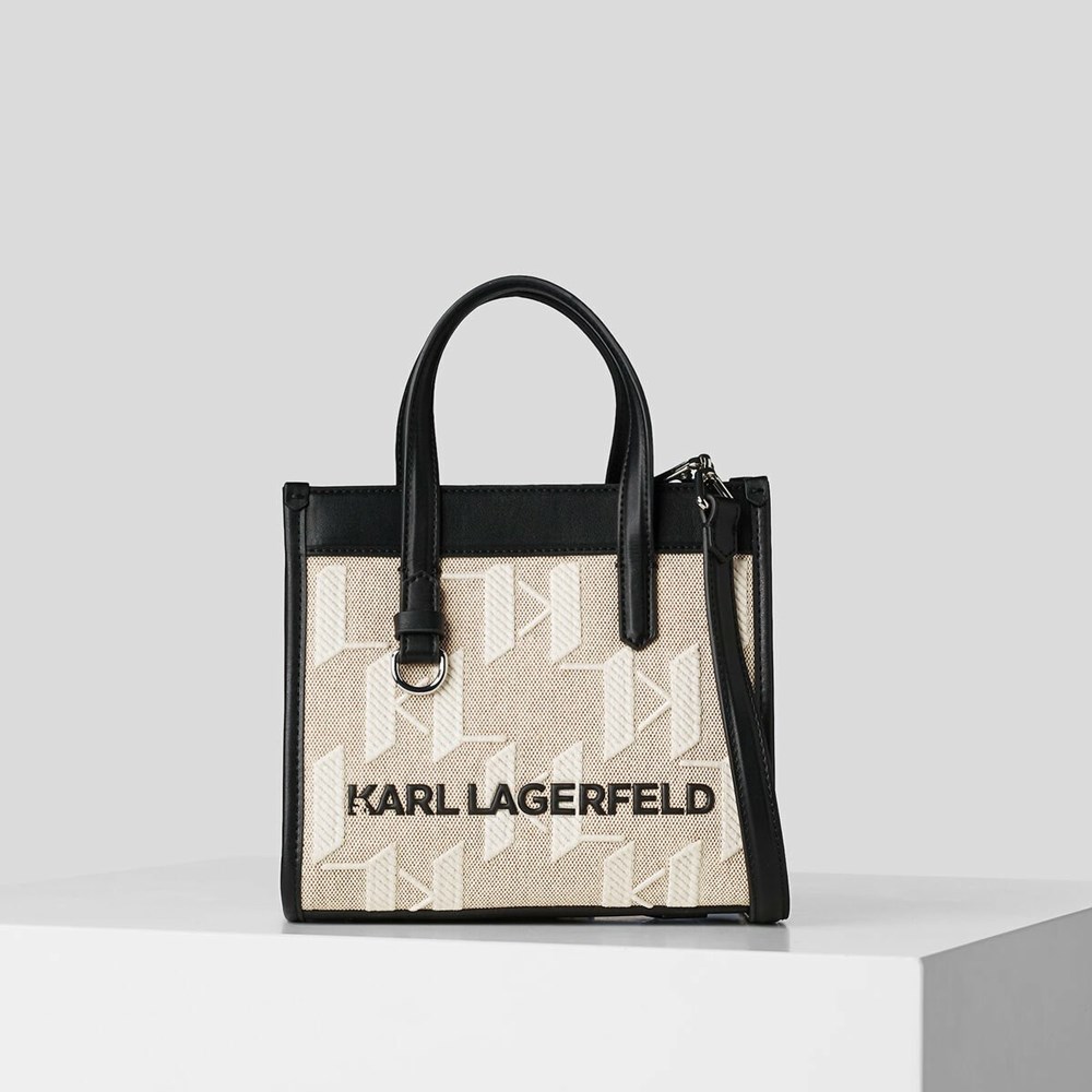 Női Karl Lagerfeld K/Skuare Monogram Small Hordtáskák Bézs Fehér Fekete | THE751836