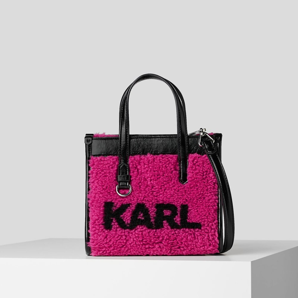 Női Karl Lagerfeld K/Skuare Small Faux-shearling Hordtáskák Fukszia | WJB357291