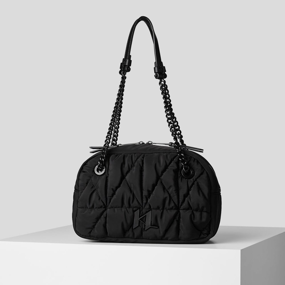 Női Karl Lagerfeld K/Studio Nejlon Bowling Bag Válltáskák Fekete | AXI798614