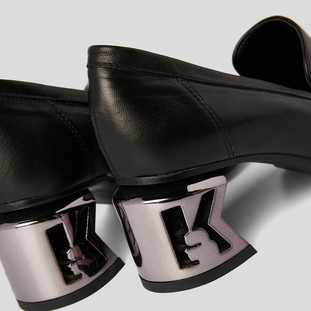 Női Karl Lagerfeld K-blok Apron Front Loafers Szandál & Balerina Fekete | PMV432061