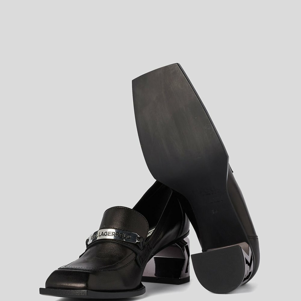 Női Karl Lagerfeld K-blok Apron Front Loafers Szandál & Balerina Fekete | PMV432061