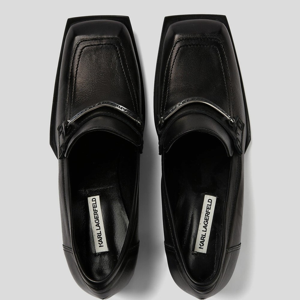 Női Karl Lagerfeld K-blok Apron Front Loafers Szandál & Balerina Fekete | PMV432061