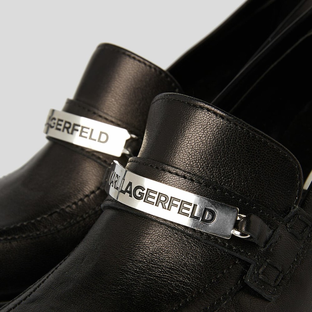 Női Karl Lagerfeld K-blok Apron Front Loafers Szandál & Balerina Fekete | PMV432061