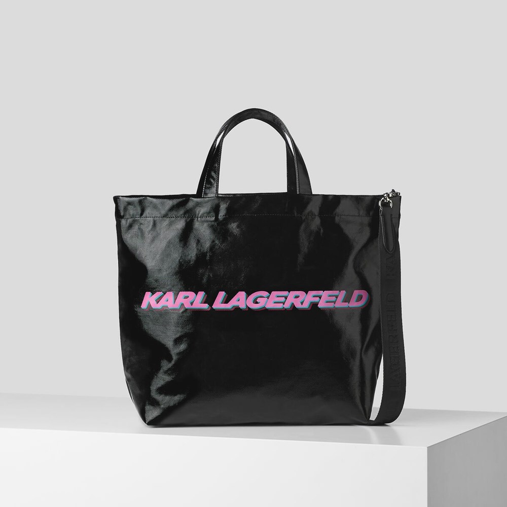 Női Karl Lagerfeld Karl Future Logo Coated Hordtáskák Fekete | KZT714980