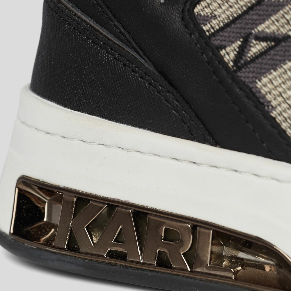 Női Karl Lagerfeld Kl Monogram Elektra Jacquard Hi Top Tornacipő Fekete | YEL418059