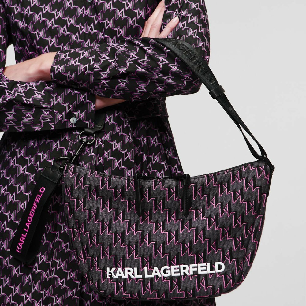 Női Karl Lagerfeld Kl Monogram Hobo Kézitáska Rózsaszín Színes | UXS957823