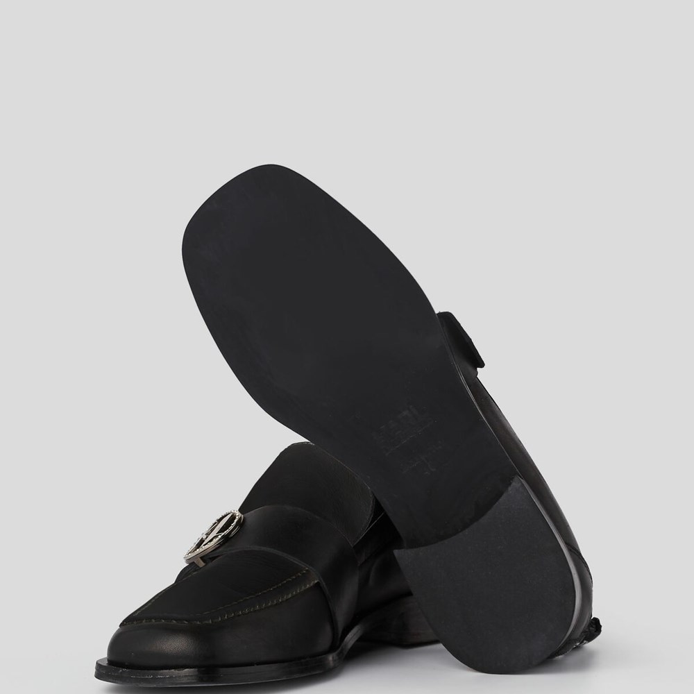 Női Karl Lagerfeld Mokassino Ii Brooch Loafer Szandál & Balerina Fekete | WFH142037