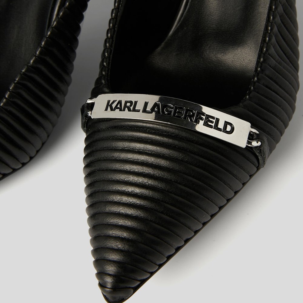 Női Karl Lagerfeld Panache Redőzött Court Shoes Magassarkú Fekete | JWU807543