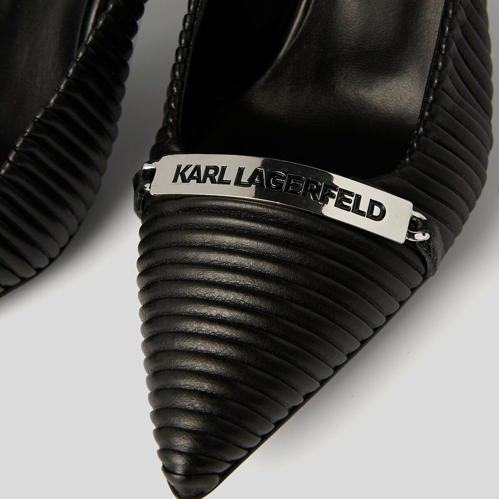 Női Karl Lagerfeld Panache Redőzött Court Shoes Szandál & Balerina Fekete | QTD207418