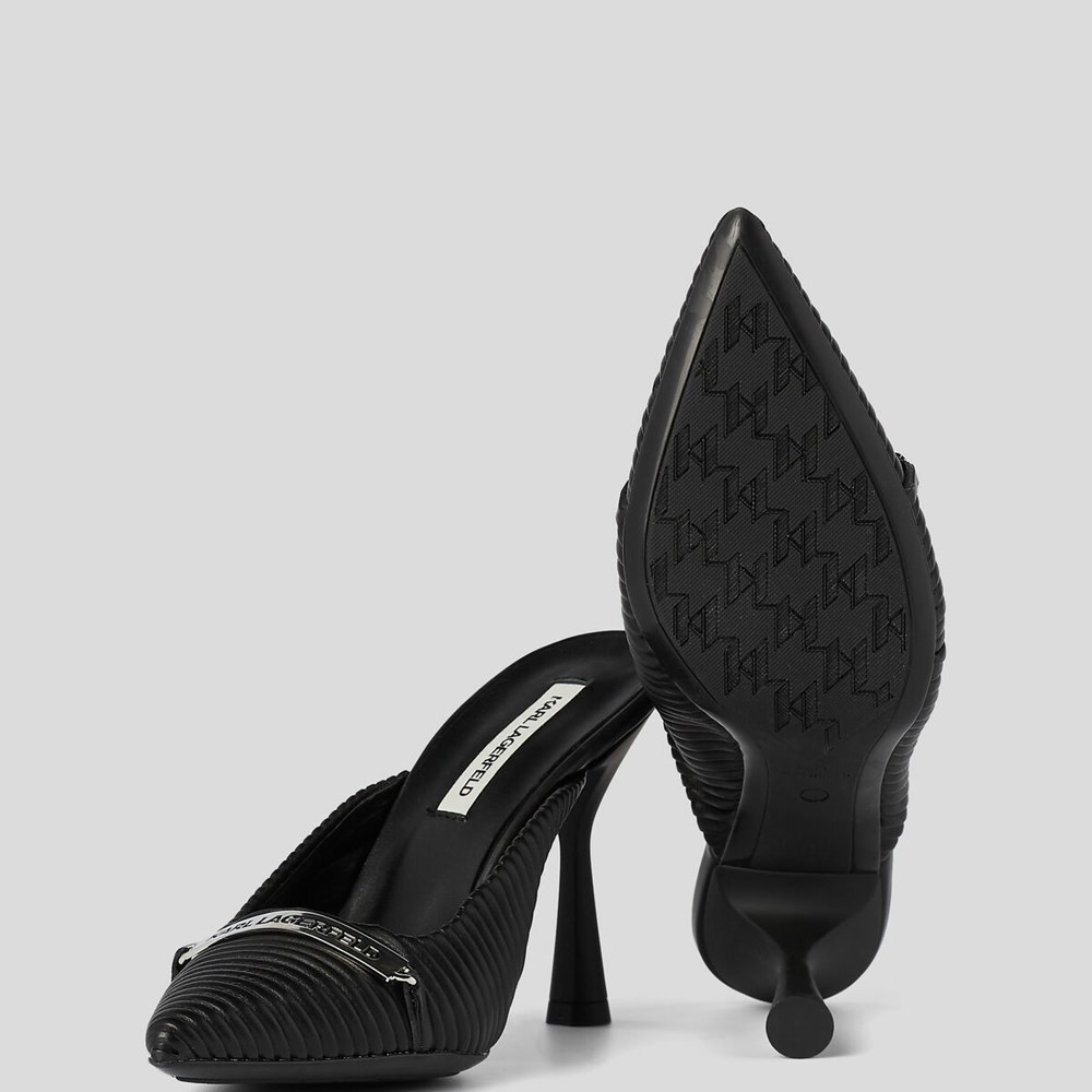 Női Karl Lagerfeld Panache Redőzött Court Shoes Szandál & Balerina Fekete | QTD207418