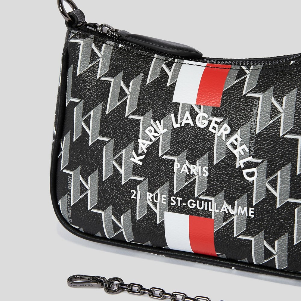 Női Karl Lagerfeld Rue St-guillaume Kl Monogram Válltáskák Fekete | QPD869105