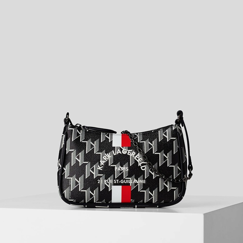 Női Karl Lagerfeld Rue St-guillaume Kl Monogram Válltáskák Fekete | QPD869105