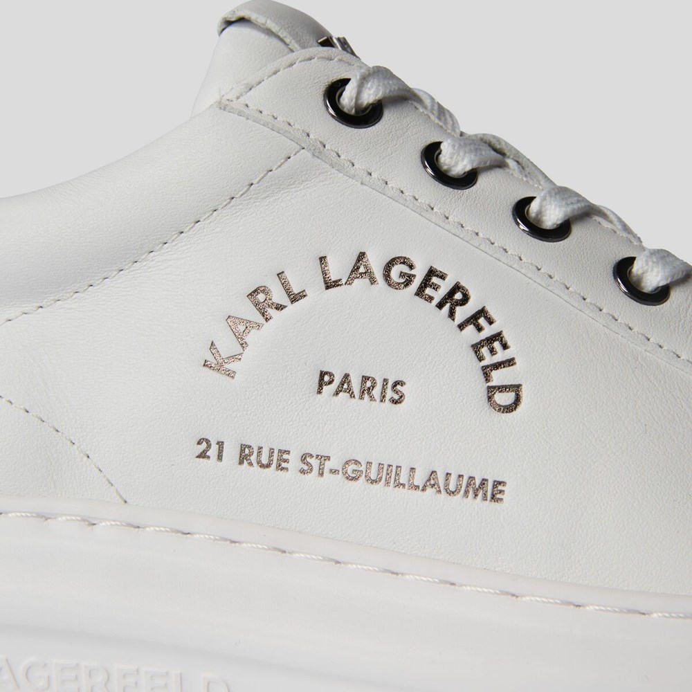 Női Karl Lagerfeld Rue St-guillaume Logo Kapri Tornacipő Fehér Titán | CPJ523896