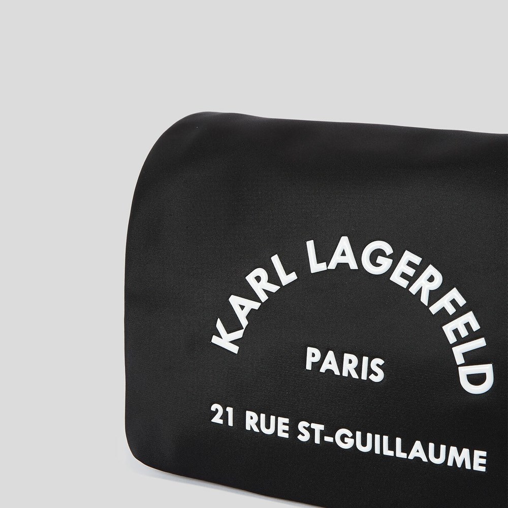 Női Karl Lagerfeld Rue St-guillaume Nejlon Válltáskák Fekete | SOX287164